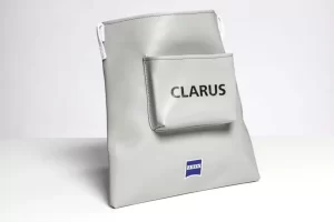 Gray Clarus bag with Zeiss logo.