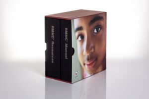 Box with RMHC manuals and child's face.