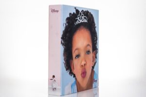 Disney princess-themed box with child's portrait.