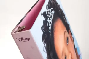 Disney Princess binder with child's photo cover.