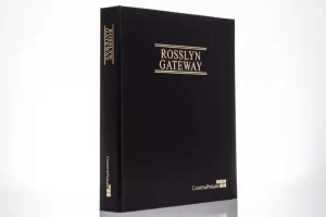 Black book titled "Rosslyn Gateway" standing upright.