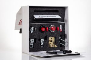 Box with assorted mechanical components inside.