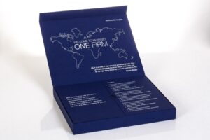 Blue box with "One Firm" text inside.