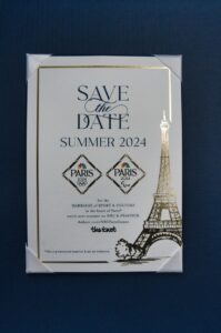 Save the Date card, Eiffel Tower design.