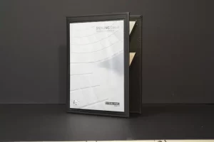 Black photo album with modern design cover.