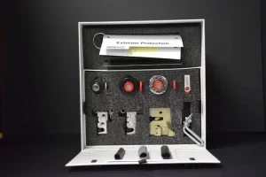 Security lock kit with multiple components displayed.