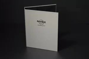 White Hard Rock Hotel menu on display.