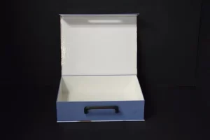Open blue box with handle.