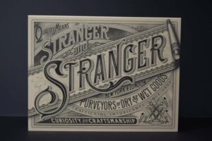 Vintage Stranger and Stranger typography poster.