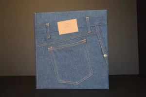 Book cover designed like denim jeans pocket.