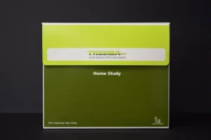Green and white "Home Study" package box. Green and white "Home Study" package box.