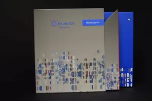 Experian OEM Sales Kit with abstract design.