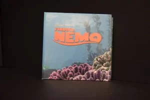 Finding Nemo book against dark background.