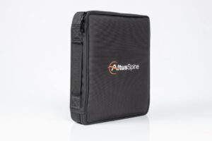 Black zippered case with "AltusSpine" logo.