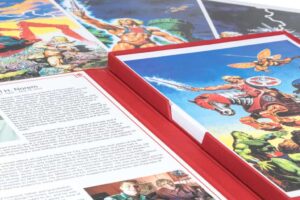 Colorful fantasy art book with illustrations.