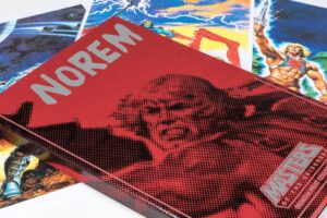 Red Norem book with colorful illustrations.