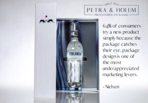 Finlandia vodka in elegant presentation packaging.