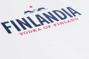 Finlandia Vodka logo with reindeer graphic.
