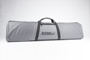 Gray carrying case with black handles.