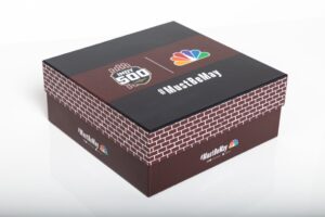 Box with Indy 500 and NBC logos.