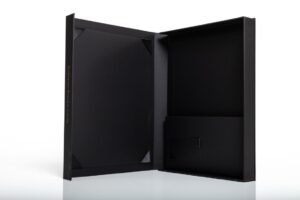 Open black box with empty interior.