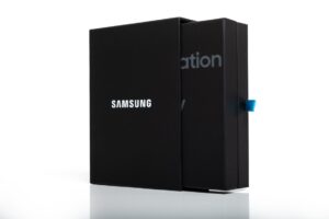 Samsung black box with sliding cover.