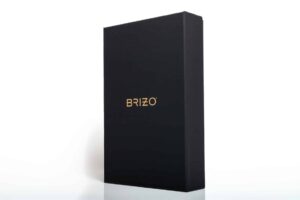 Black Brizo box with gold lettering.
