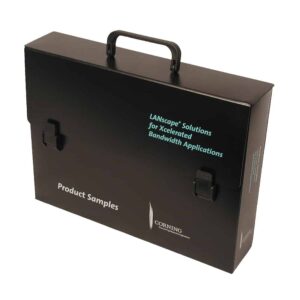 Black product sample case with handle.