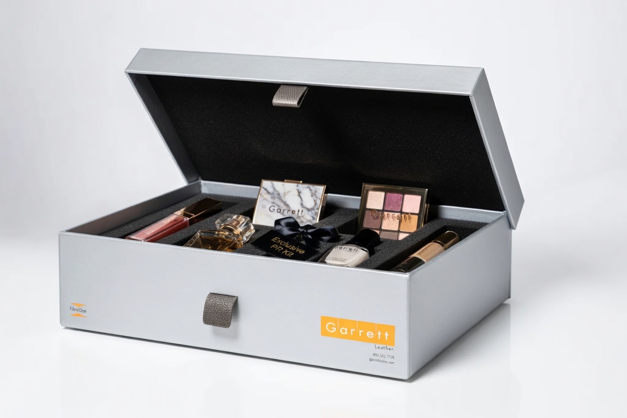 Custom luxury influencer PR kit with foam inserts – viral unboxing packaging by Petra and Holum Chicago