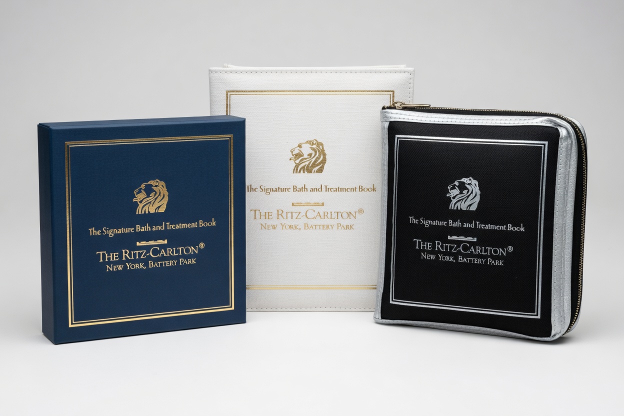 Hybrid custom packaging including rigid box and sewn pouch manufactured under one roof by Petra and Holum Chicago