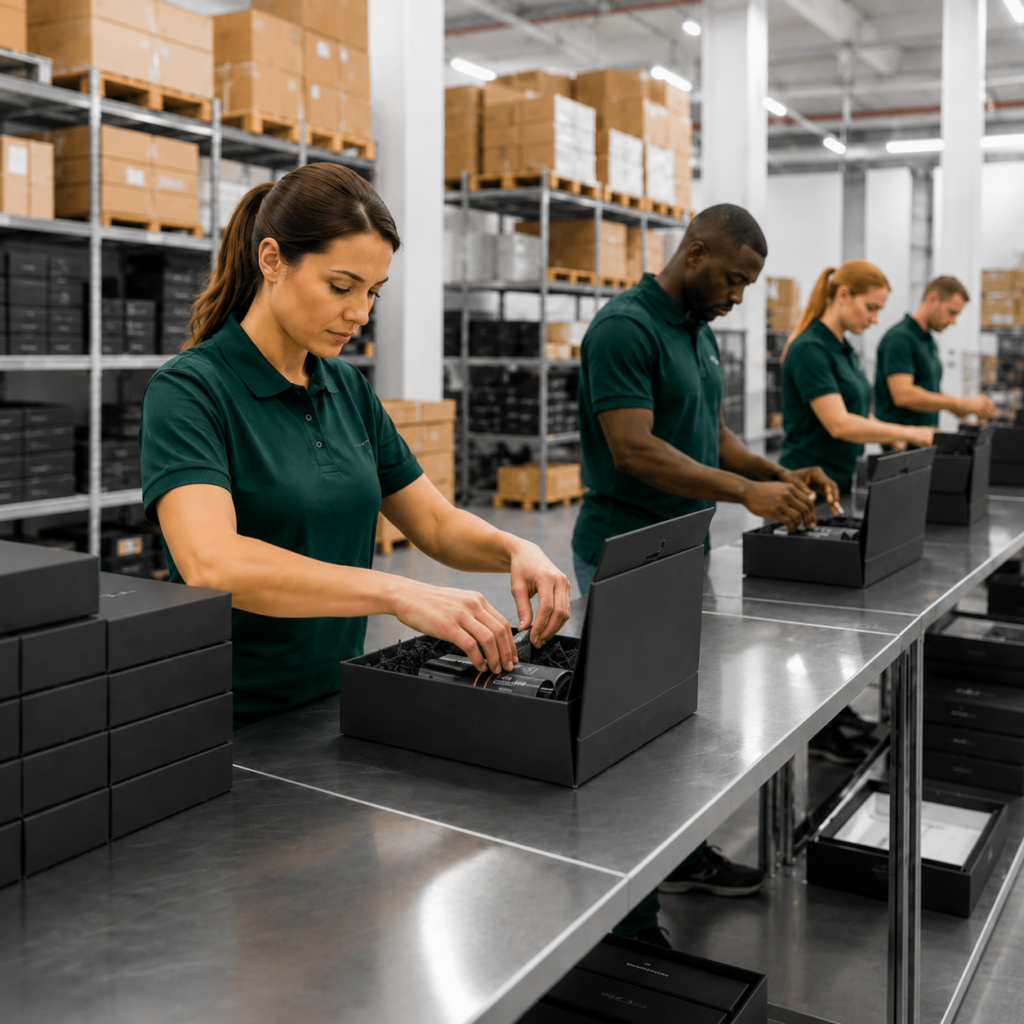 Packing line in modern warehouse