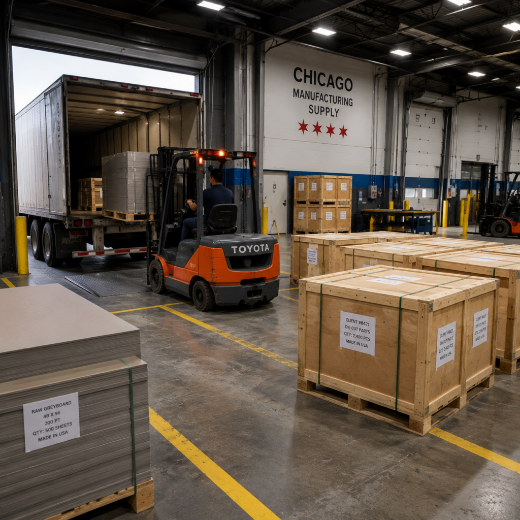 Industrial warehouse loading dock in action